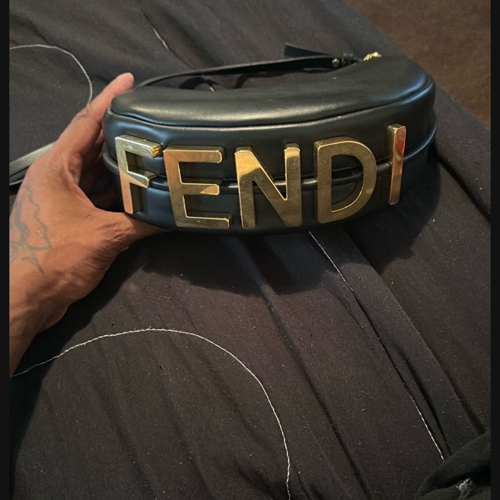 Fendi Black and Gold Logo Belt Bag